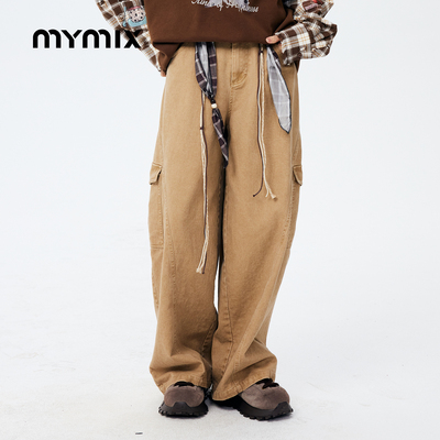 MYMIX高腰多口袋宽松工装裤女