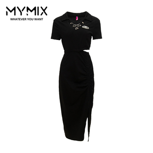 MYMIX我 新款 女裝 搭扣開叉T恤包臂連衣裙 組合2024夏季