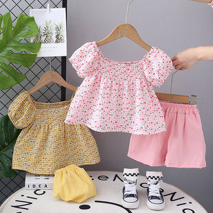 女宝宝夏季短袖套装女童装洋气网红时髦婴儿夏天1潮款2衣服3岁4潮