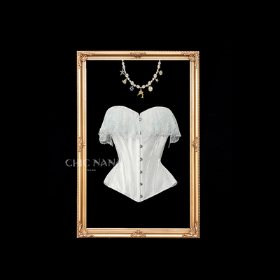 ChicNaNa「梦茴」白色蕾丝鱼骨抹胸上衣女高级感修身显瘦胸衣上衣