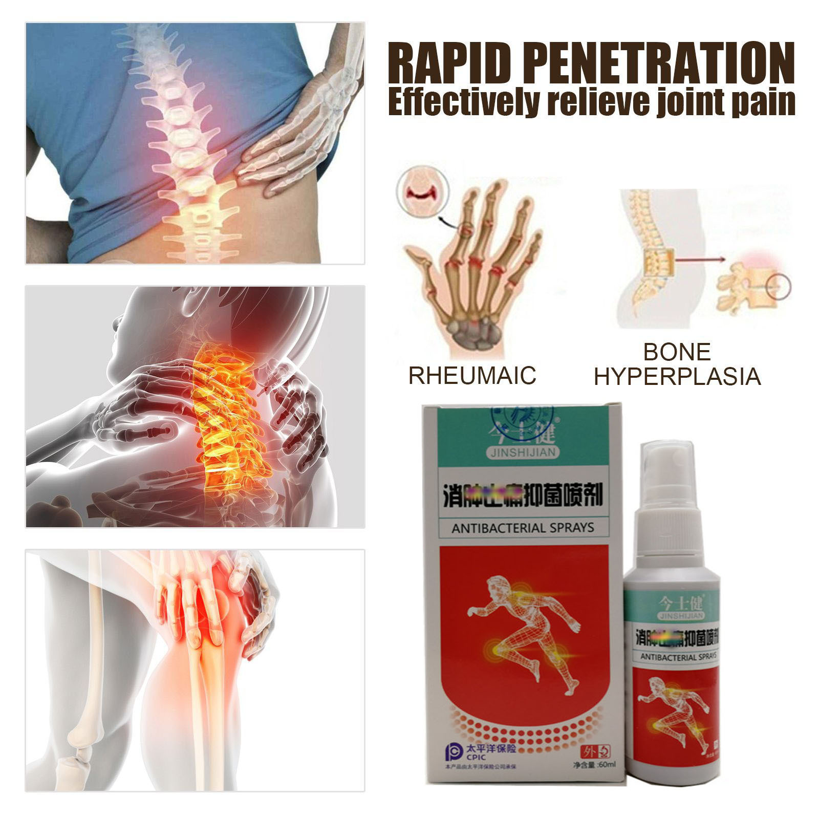 今士健Anti-swelling pain relief 喷剂肩颈腰椎腿关节60mL