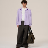 R21 竹浆纤维抗皱休闲宽松版 型淡紫色长袖 Retro21 衬衫