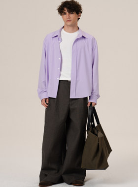 Retro21 R21 竹浆纤维抗皱休闲宽松版型淡紫色长袖衬衫