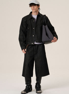 Retro21 R21 定制赤耳丹宁黑色原牛宽松廓形牛仔外套