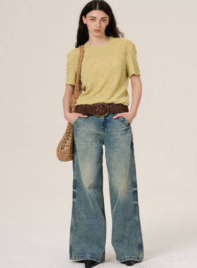 Retro21 R21  全棉丹宁冰蓝色A字型伐木牛仔裤