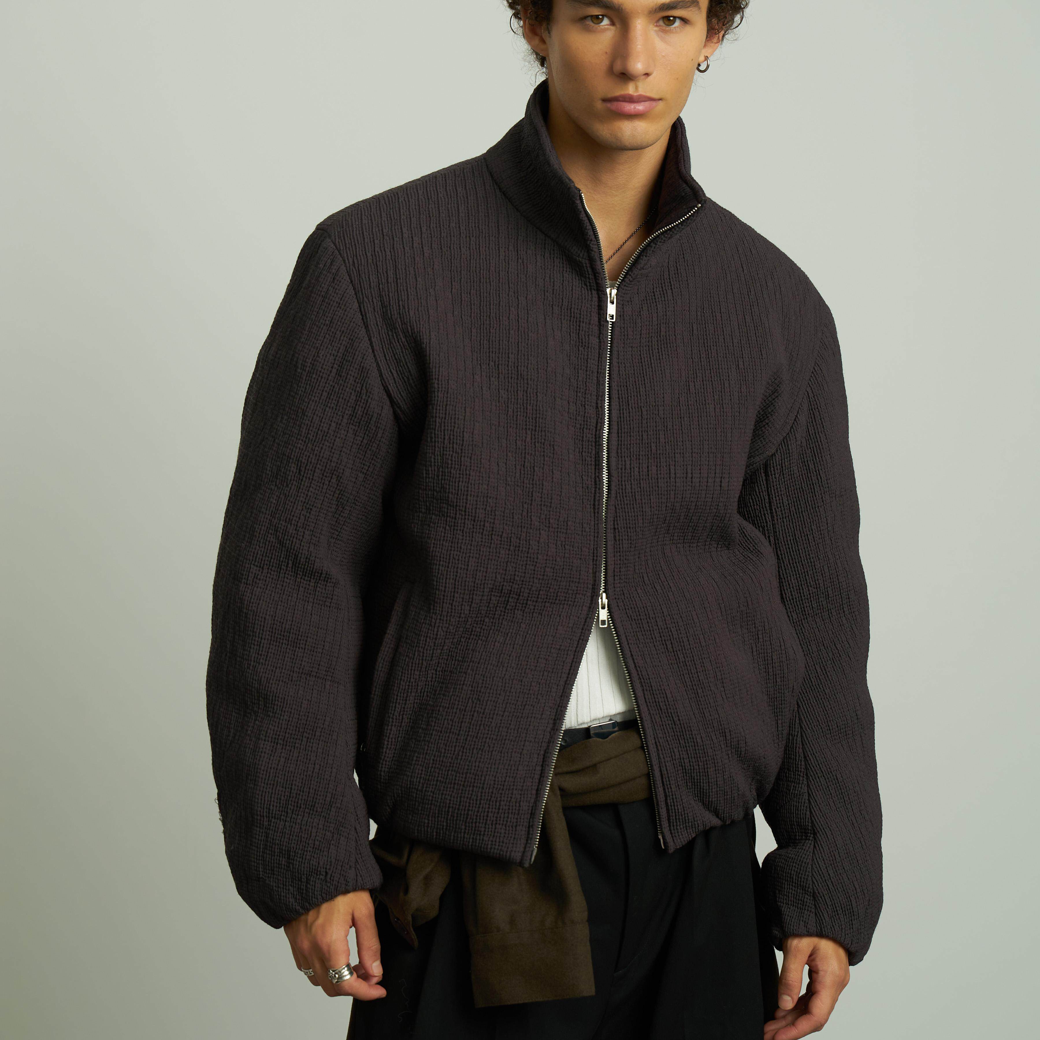 RETRO21 R21 定制肌理面料新雪丽立领双拉链夹棉棉服