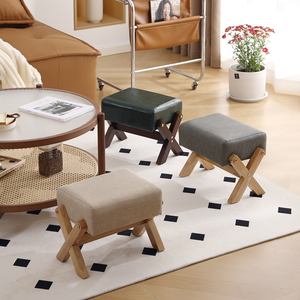 实木小凳子家用矮凳入户门口换鞋凳客厅沙发脚踏凳茶几布艺小板凳