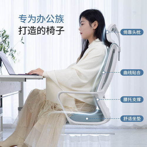 电脑椅办公座椅靠背弓形书房椅书桌网布转椅500斤承重人体工学