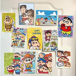 蜡笔小新油画棒网红拍照背景墙面装 饰宿舍卡通海报潮 饰海报房间装