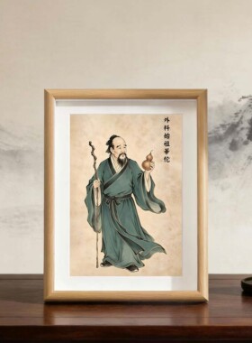 华佗神像外科始祖相框摆件装饰画