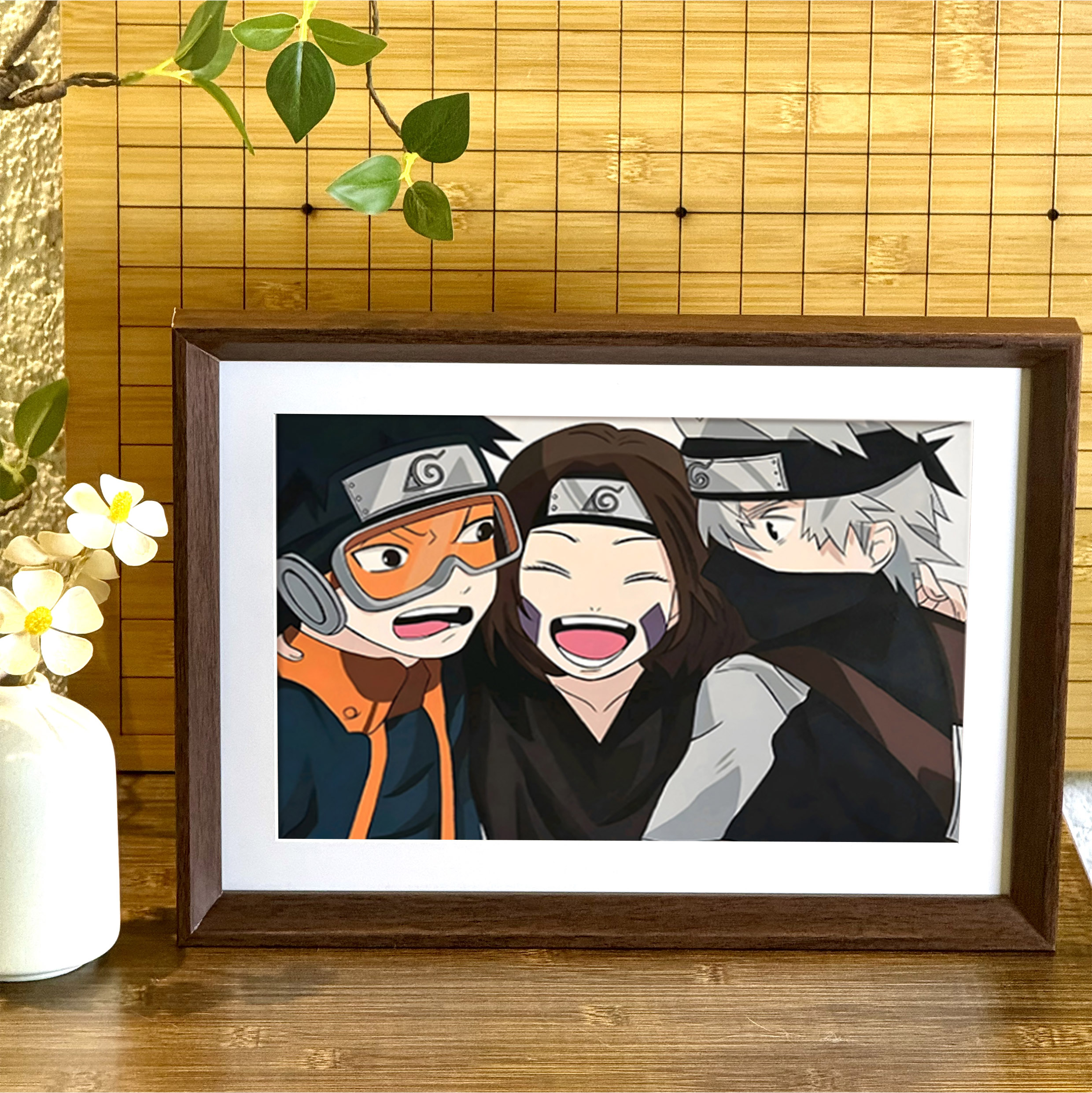 火影忍者卡卡西丙烯画新中式相框玄关客厅卧室桌面摆件挂画装饰画图片