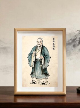 扁鹊画像相框摆件挂画