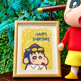 蜡笔小新动感超人油画相框客厅桌面摆画蜡笔小新照片卧室壁画摆件