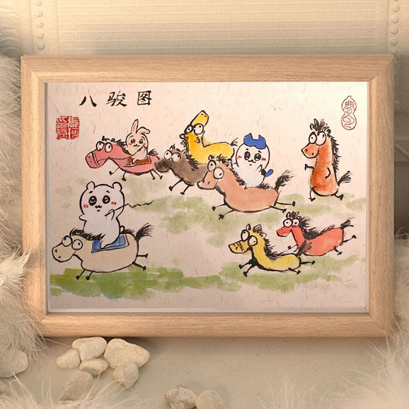 chiikawa乌萨奇八骏图搞笑装饰画