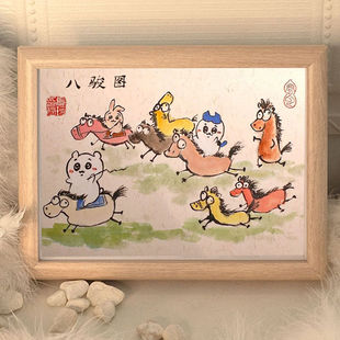chiikawa乌萨奇八骏图搞笑装饰画相框宿舍卧室书桌摆件送朋友礼物