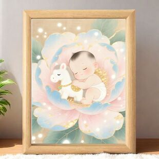 新款 饰画 好孕摆台白马送贵子相框放新人房间婚房床头梳妆台摆件装