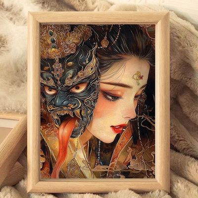扎基拉姆藏区女财神相框保佑招财