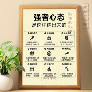 强者心态时刻提醒自己警觉正能量激励摆件相框办公书桌面装饰摆台