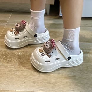 夏季 女沙灘兩穿包頭半拖鞋 百搭雪莉玫eva材質(zhì)不臭防滑外穿洞洞鞋