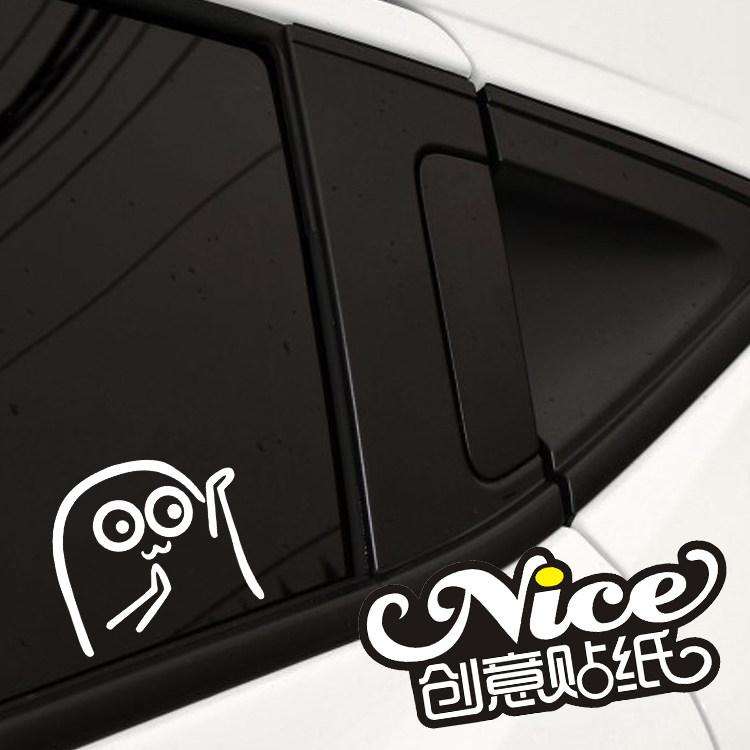 nice创意贴纸 可爱搞笑表情嘿哈卡通小人 反光车贴改装车装饰贴