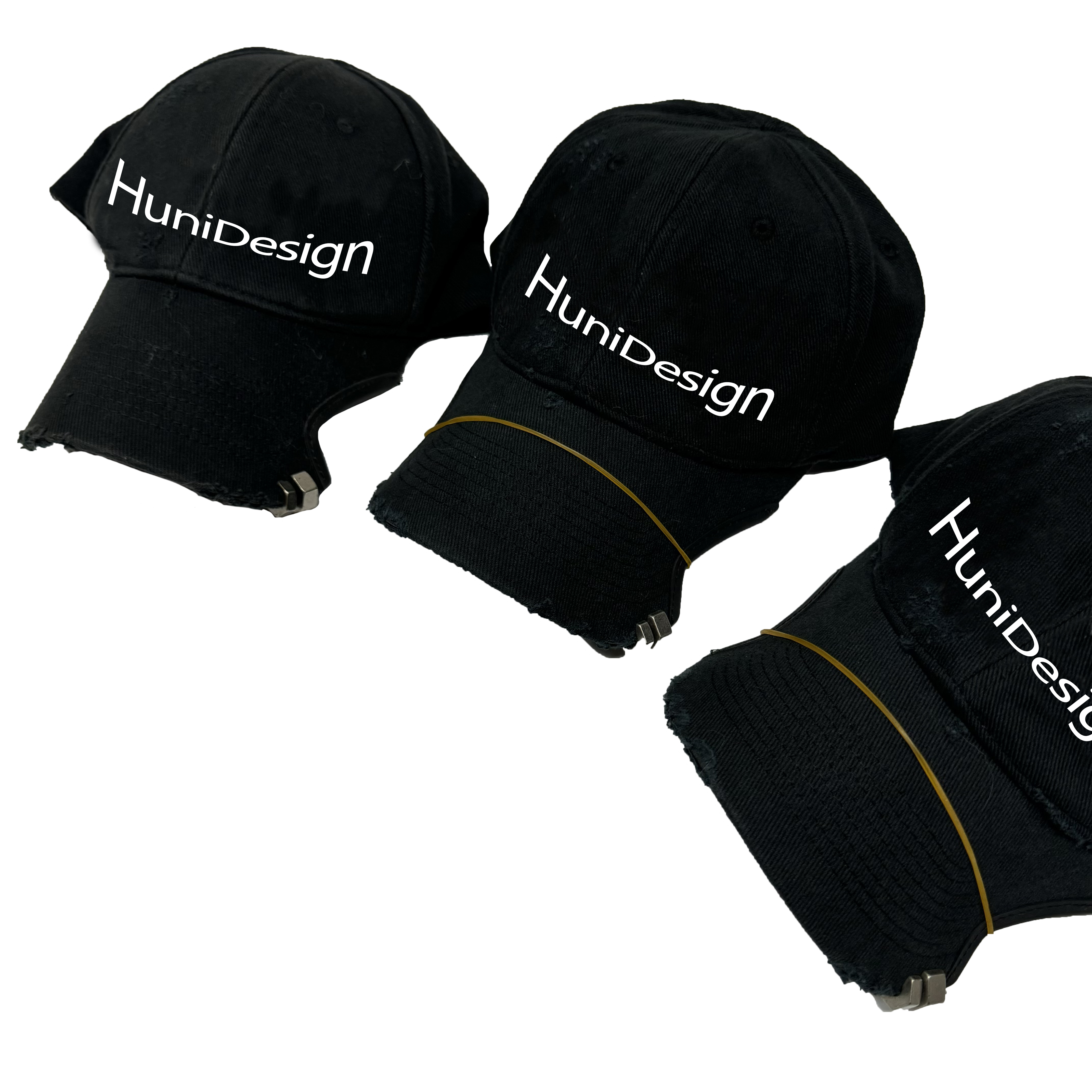 thumbnail for Huni Design24ss Year of the DragonLimited distressed embroidery brim notched baseball cap cap cap men's and women's men's and women's