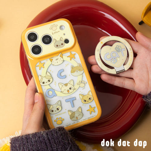 dokdatdap猫咪拼贴原创iPhone18pro手机壳个性闪粉适用苹果17pro磁吸手机壳可新款爱手绘卡通苹果16Pro小众