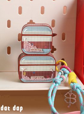 撞色格子苹果airpodspro耳机壳可爱趣味新款苹果蓝牙耳机保护套一二三代手绳原创设计防摔磁吸airpods耳机壳