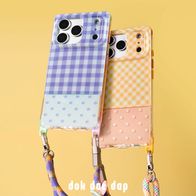 dokdatdap方形撞色原创iPhone17pro手机壳磁吸个性趣味适用苹果16pro磁吸壳磨砂格子波点苹果15Pro潮流小众