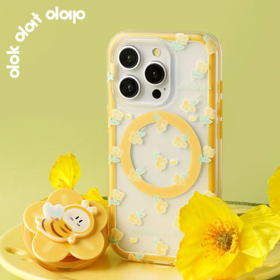 dokdatdap蜜蜂小花原创iPhone15promax手机壳磁吸个性黄色适用苹果14pro磁吸壳新款可爱插画卡通苹果13小众女