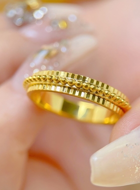 沙金镀金戒指简约素圈闭口