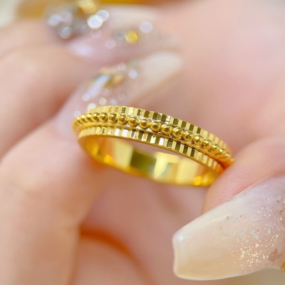 沙金镀金戒指简约素圈闭口