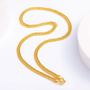 坦克老板项链简约复古百搭新郎西装 镀金男士 链 仿真黄金色经典 新款