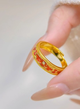 新中式楼兰若梦精雕花纹小众戒指