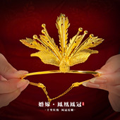 新中式 新娘头饰凤舞九天镀金色凤凰小皇冠中式 婚礼大气端庄高级感