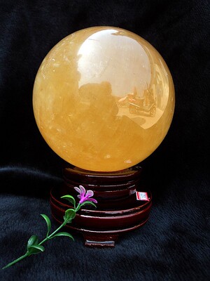 晶山角商城天然 黄水晶球 黄冰洲球 摆件 13cm