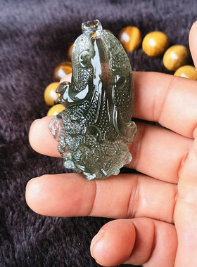 晶山角商城天然绿幽灵大白菜（大百财）吊坠65*37*22mm49.1g