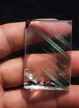 晶山角商城天然绿幽灵水晶无事牌吊坠46×32×10mm 32.2g
