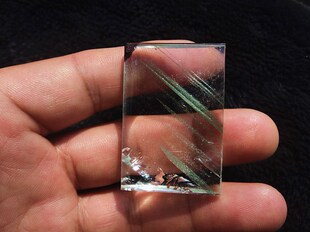 晶山角商城天然绿幽灵水晶无事牌吊坠46×32×10mm 32.2g