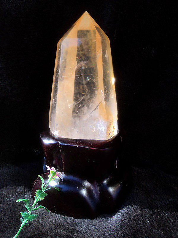 晶山角天然红水晶红兔毛水晶柱摆件210*70*65mm净高160mm