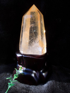 晶山角天然红水晶红兔毛水晶柱摆件210 65mm净高160mm