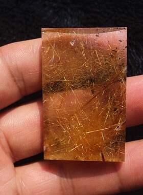 晶山角商天然钛晶金发晶顺发无事牌吊坠挂件47×30×11mm 31.2g