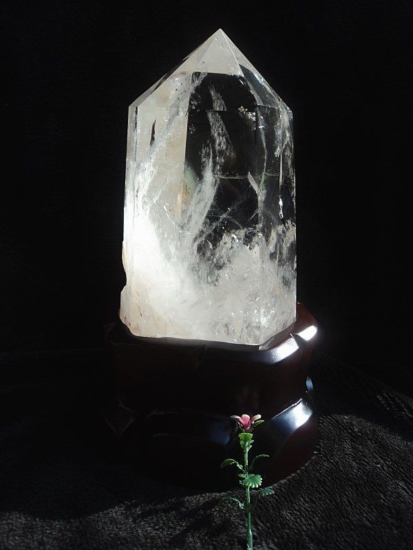 晶山角天然白水晶柱蓝针水晶柱摆件290×125mm4.95kg净高240mm