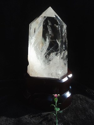 晶山角天然白水晶柱蓝针水晶柱摆件290×125mm4.95kg净高240mm