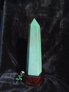 晶山角商城天然绿东陵玉水晶柱 370×99mm净高340mm 绿水晶柱