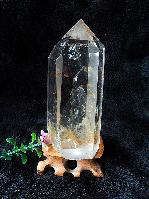 晶山角天然绿幽灵金字塔千层山水晶柱150×55×40mm净高125mm