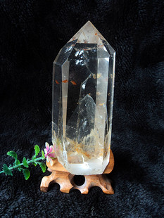 晶山角天然绿幽灵金字塔千层山水晶柱150×55×40mm净高125mm