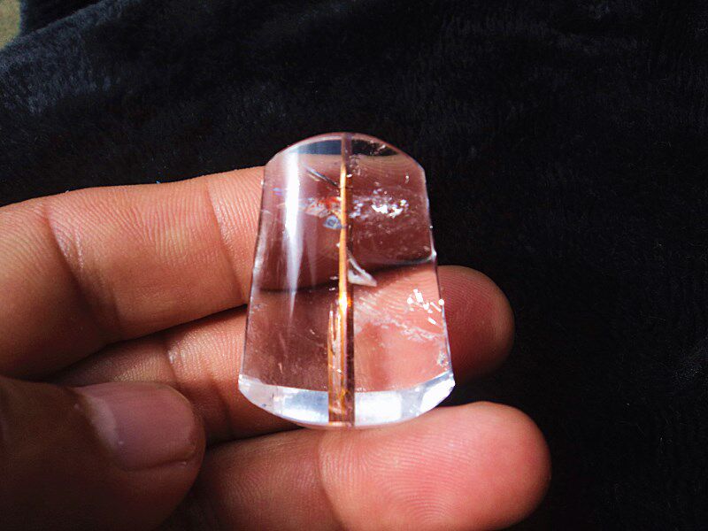 晶山角天然钛晶金发晶碧玺发无事牌吊坠挂件 38×28×16mm 23.6g