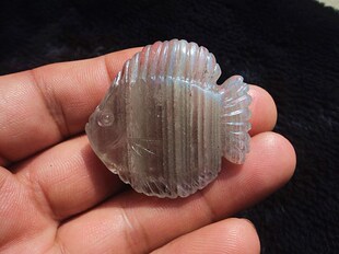 晶山角商城天然绿幽灵千层幽灵小鱼吊坠 高43×40×11mm23.7g