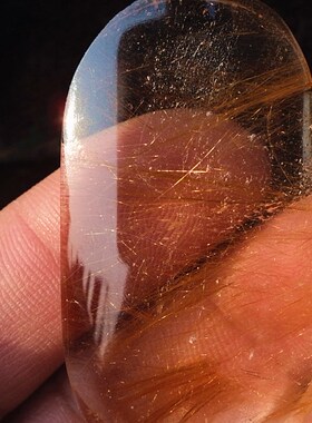 晶山角商城天然钛晶金发晶无事牌吊坠挂件 50×28×10mm 22.9g