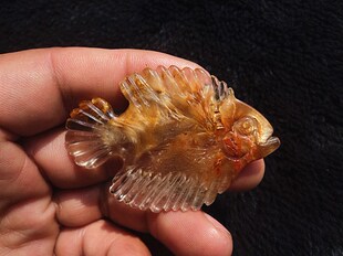 晶山角商城天然钛晶金发晶蝴蝶发小鱼吊坠 高61×43×5mm15.5g